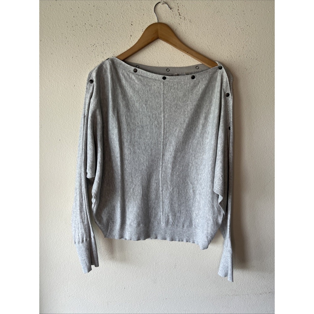 All Saints Elle Snap Detail Jumper in Gray Marl Women's Size L Cotton Old money